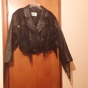 Leather French cut jacket
